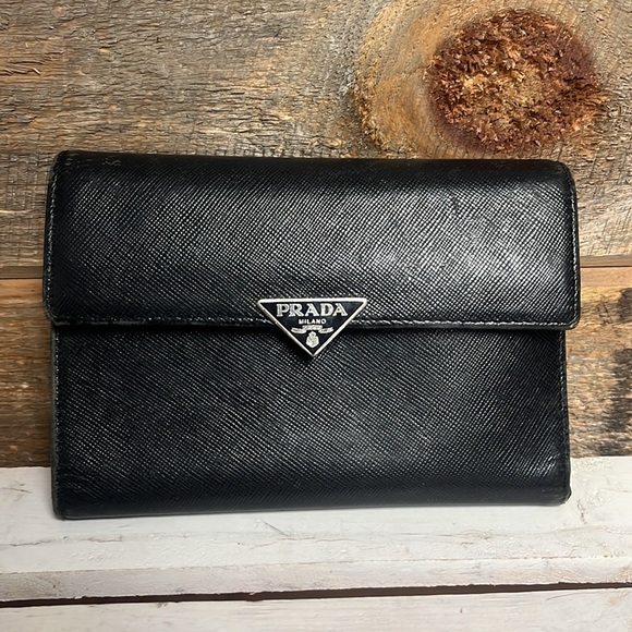 Prada Handbags - Original Prada Black Saffiano Leather Wallet with Milano logo